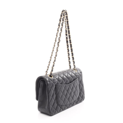 マトラッセ Wフラップ Wチェーンショルダーバッグ キャビアスキン ブラック ゴールド金具 シャネル バッグ CHANEL