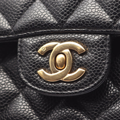 マトラッセ Wフラップ Wチェーンショルダーバッグ キャビアスキン ブラック ゴールド金具 シャネル バッグ CHANEL
