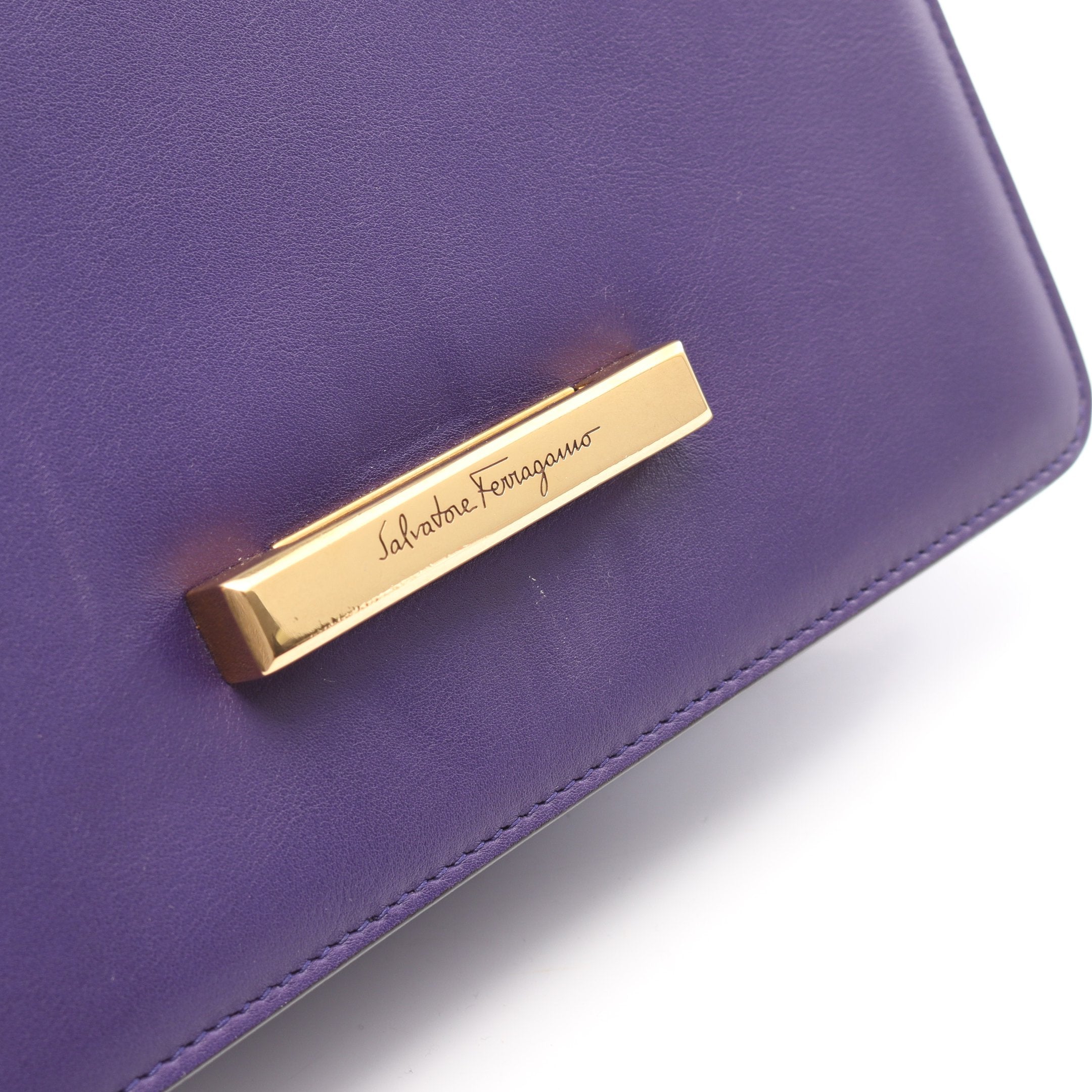 ガンチーニ ショルダーバッグ レザー パープル サルヴァトーレ