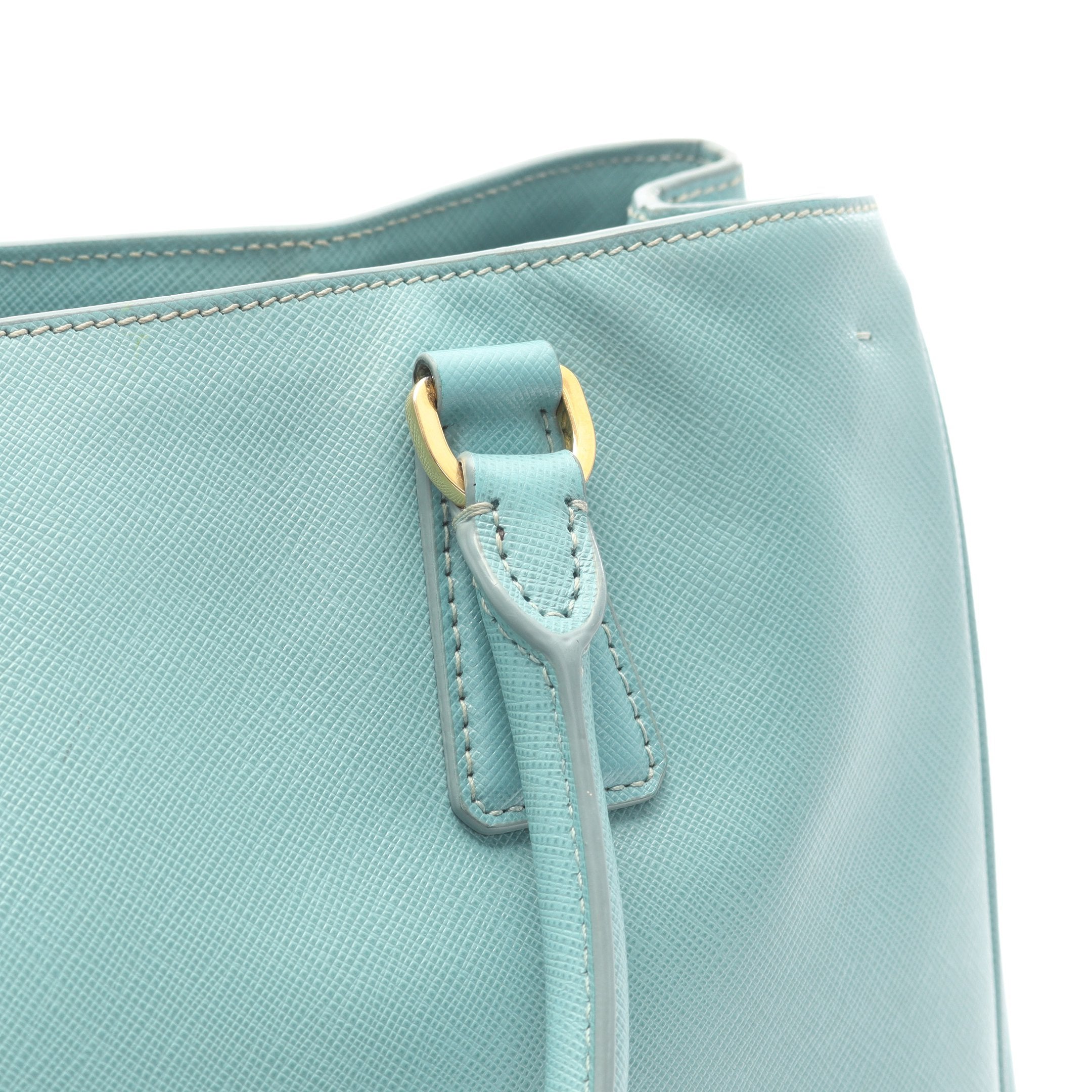 SAFFIANO ガレリア ハンドバッグ レザー ターコイズブルー 2WAY プラダ
