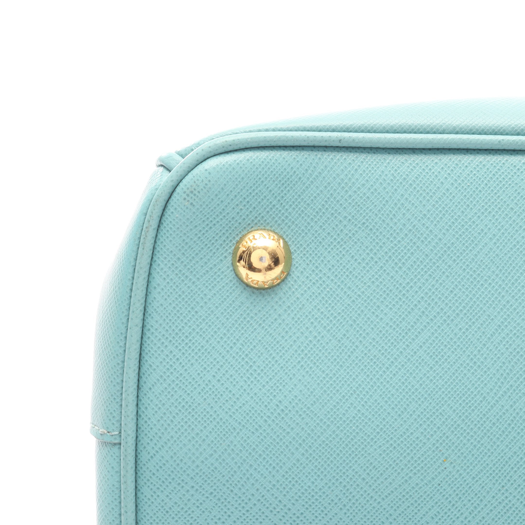 SAFFIANO ガレリア ハンドバッグ レザー ターコイズブルー 2WAY プラダ