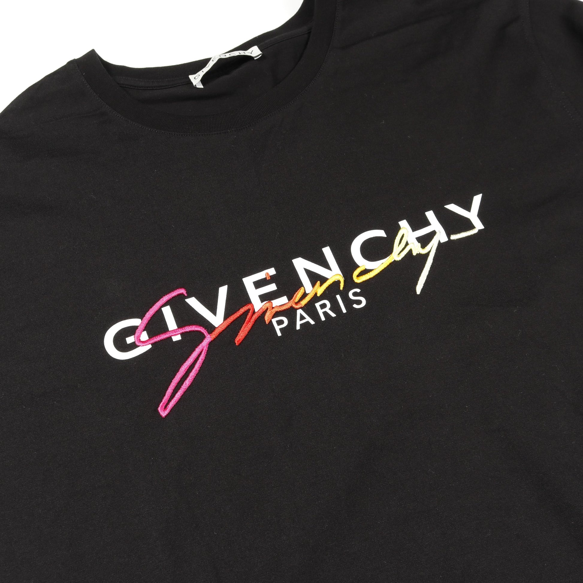 Tシャツ クルーネック ロゴプリント コットン ブラック マルチカラー ジバンシィ トップス GIVENCHY