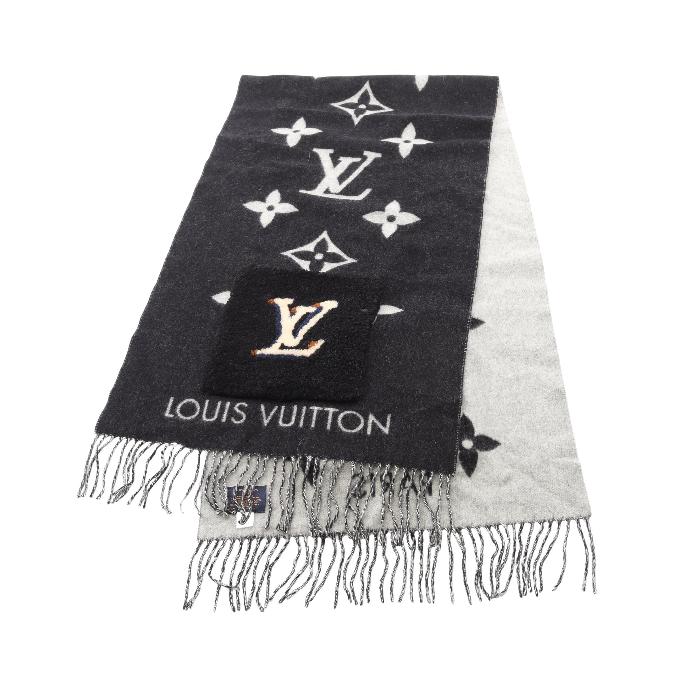 Louis Vuitton ブラック マフラー　レイキャビック LOUIS VUITTON(ルイヴィトン) エシャルプ レイキャビックカシミヤ
