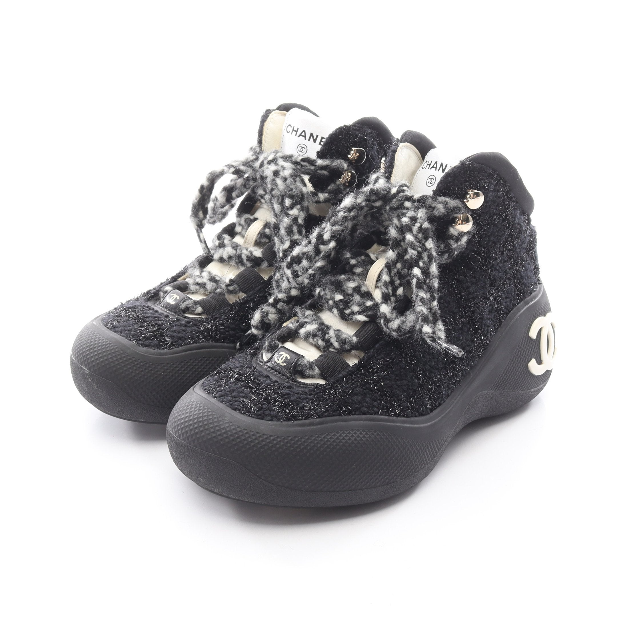 シャネル ツイード ハイカットシューズ スニーカー ココマークCHANEL