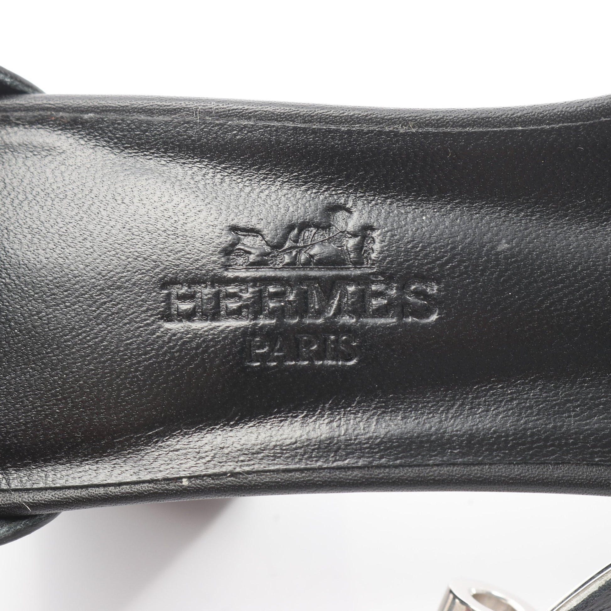 マネージュ ケリーベルト サンダル レザー ブラック シルバー エルメス シューズ HERMES
