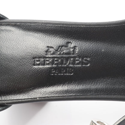 マネージュ ケリーベルト サンダル レザー ブラック シルバー エルメス シューズ HERMES