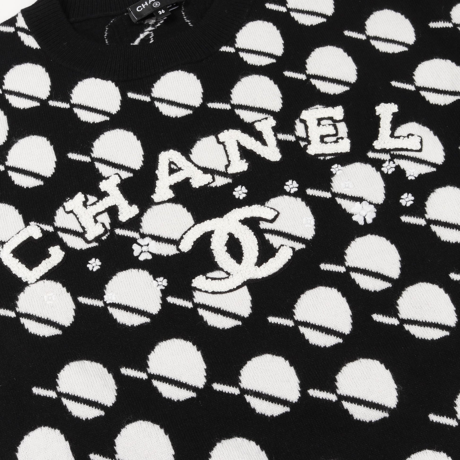 ココマーク フラワーロゴ ニット カシミヤ ブラック ホワイト シャネル トップス CHANEL