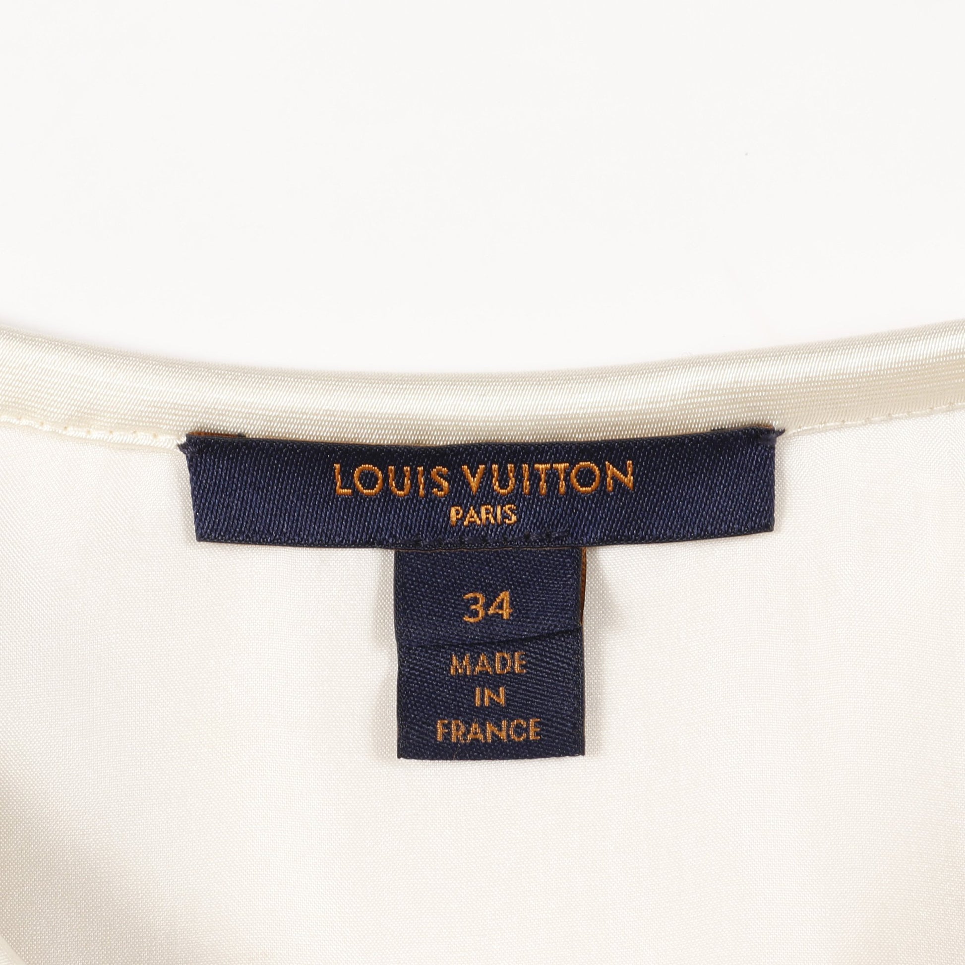 ワンピース フリル リボン ビスコース シルク コットン アイボリー ブラック ルイヴィトン ワンピース LOUIS VUITTON