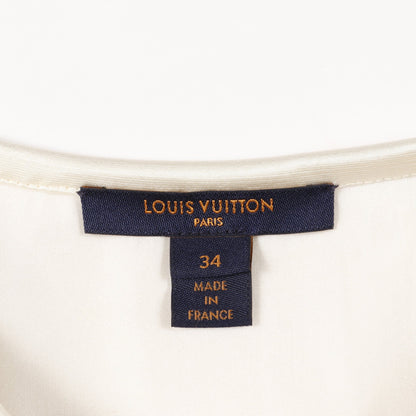 ワンピース フリル リボン ビスコース シルク コットン アイボリー ブラック ルイヴィトン ワンピース LOUIS VUITTON