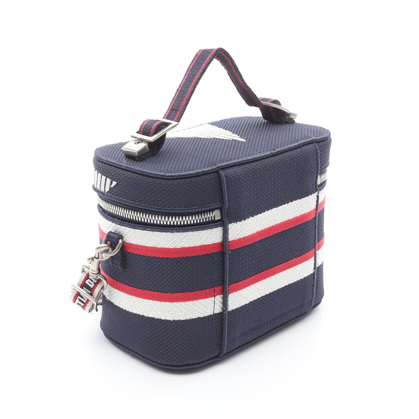 TRAVEL スモール ヴァニティ ハンドバッグ キャンバス ネイビー ホワイト レッド 2WAY クリスチャンディオール バッグ Christian Dior