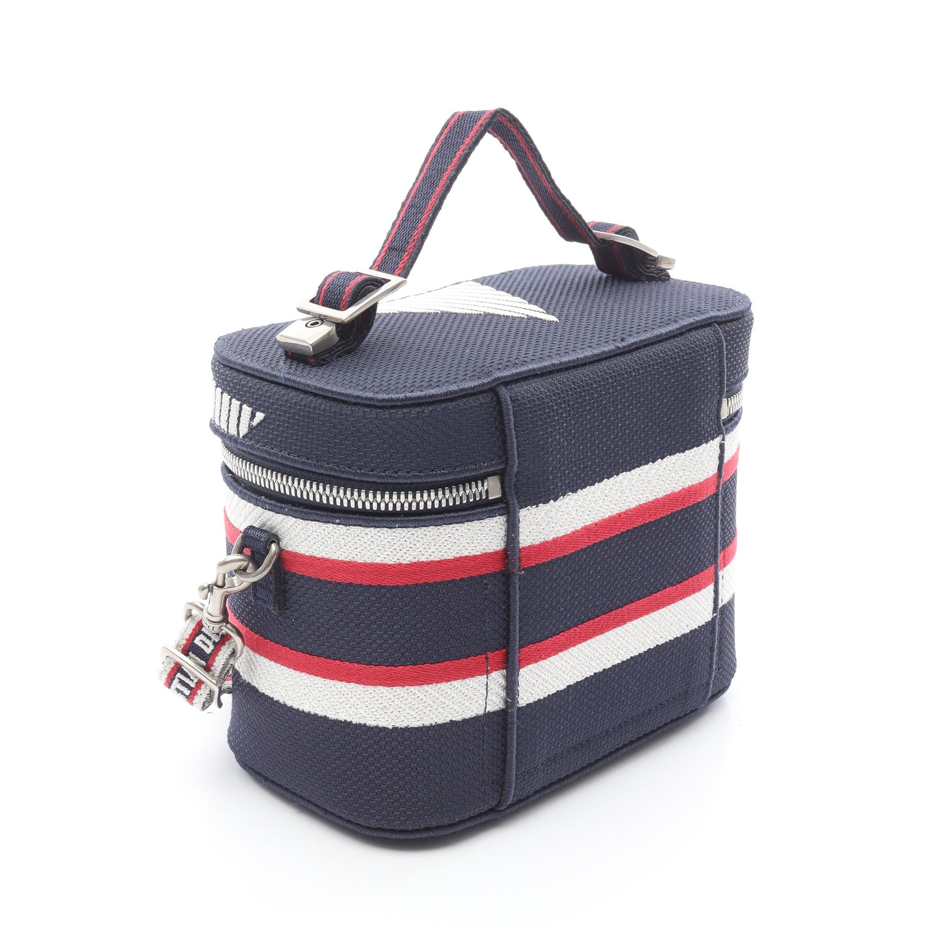 TRAVEL スモール ヴァニティ ハンドバッグ キャンバス ネイビー ホワイト レッド 2WAY クリスチャンディオール バッグ Christian Dior