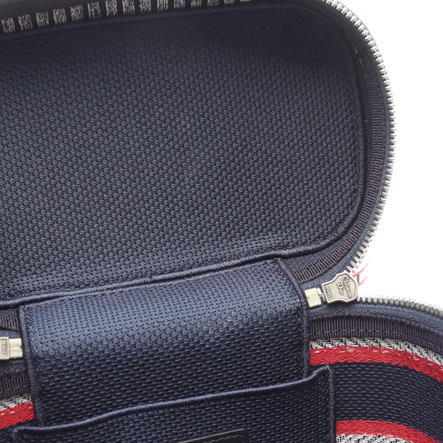TRAVEL スモール ヴァニティ ハンドバッグ キャンバス ネイビー ホワイト レッド 2WAY クリスチャンディオール バッグ Christian Dior