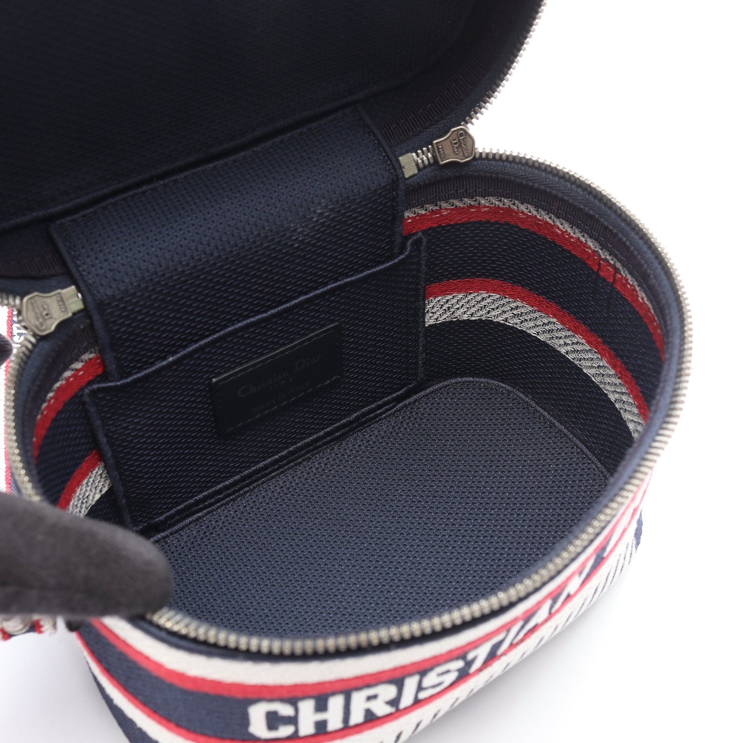 TRAVEL スモール ヴァニティ ハンドバッグ キャンバス ネイビー ホワイト レッド 2WAY クリスチャンディオール バッグ Christian Dior