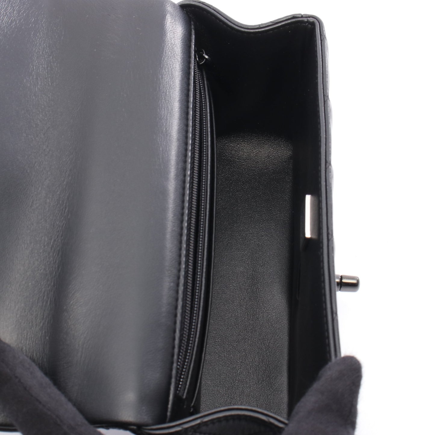 マトラッセ トップハンドル ミニ フラップ チェーンショルダーバッグ レザー ブラック ブラック金具 2WAY シャネル バッグ CHANEL