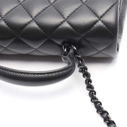 マトラッセ トップハンドル ミニ フラップ チェーンショルダーバッグ レザー ブラック ブラック金具 2WAY シャネル バッグ CHANEL