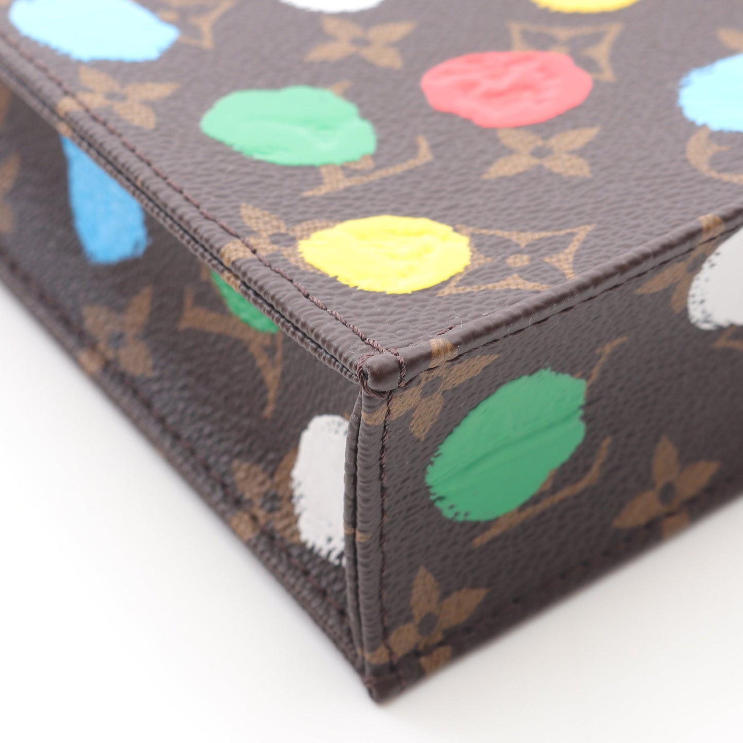 LV × YK プティット サックプラ モノグラム ハンドバッグ PVC レザー ダークブラウン マルチカラー 草間彌生 2WAY ルイヴィトン バッグ LOUIS VUITTON