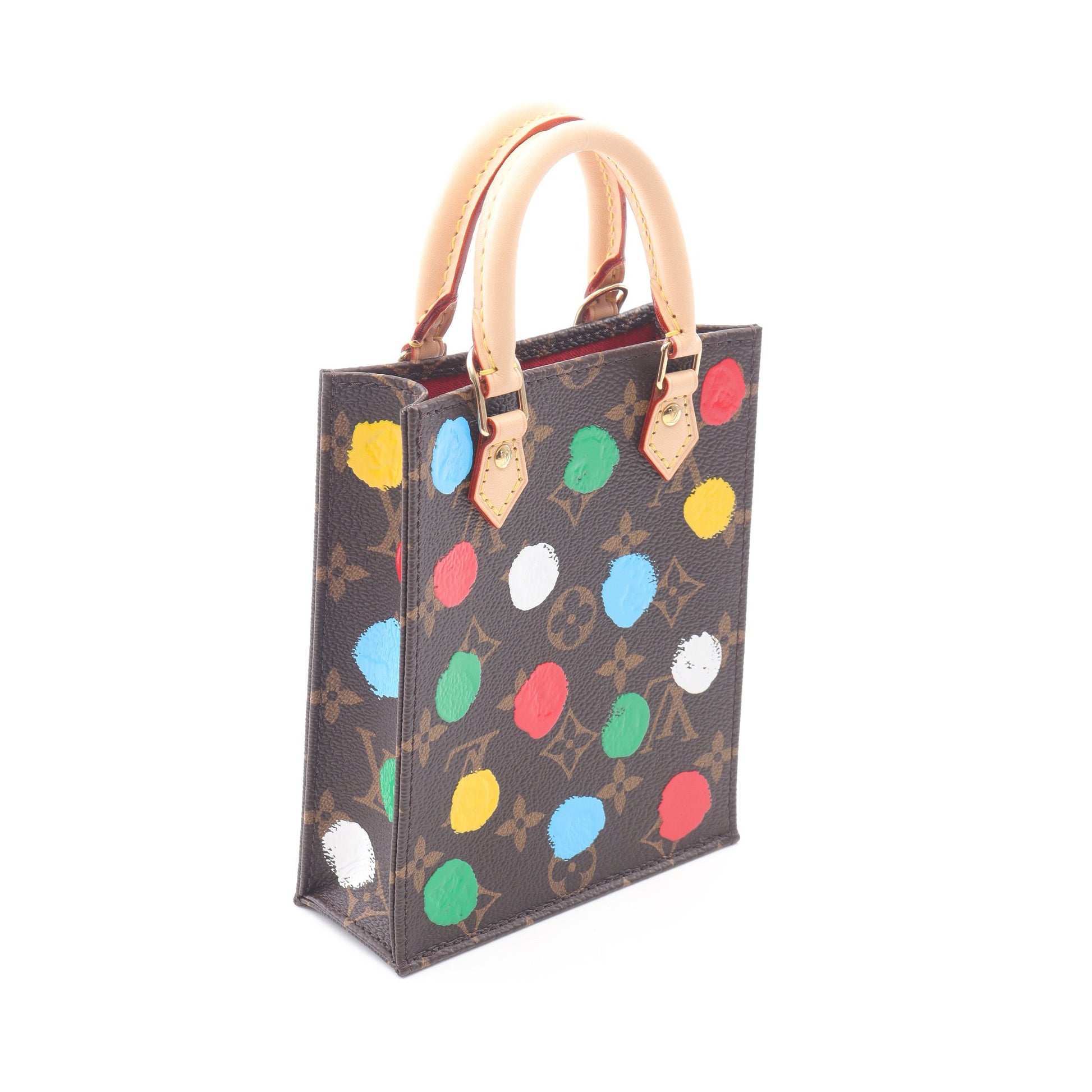 LV × YK プティット サックプラ モノグラム ハンドバッグ PVC レザー ダークブラウン マルチカラー 草間彌生 2WAY ルイヴィトン バッグ LOUIS VUITTON