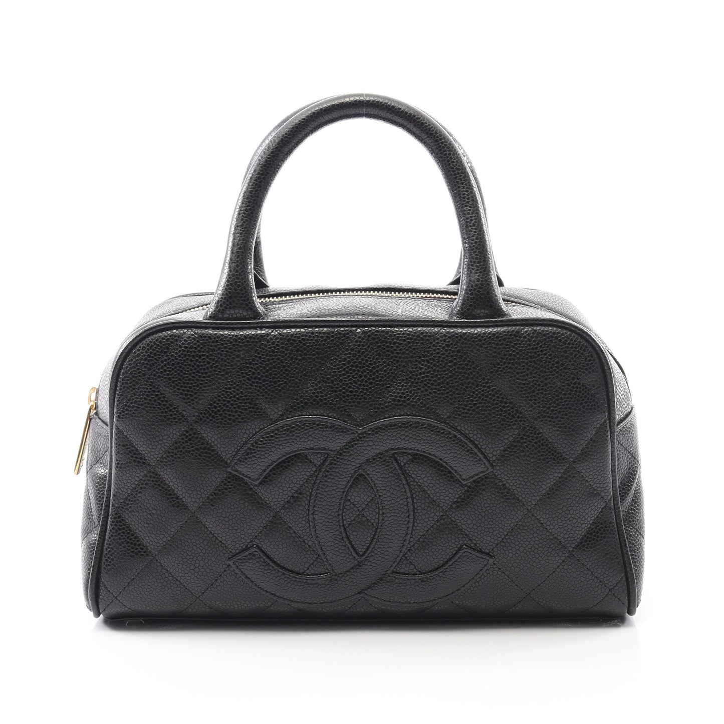 マトラッセ ハンドバッグ ミニボストンバッグ キャビアスキン ブラック ゴールド金具 シャネル バッグ CHANEL
