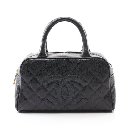 マトラッセ ハンドバッグ ミニボストンバッグ キャビアスキン ブラック ゴールド金具 シャネル バッグ CHANEL