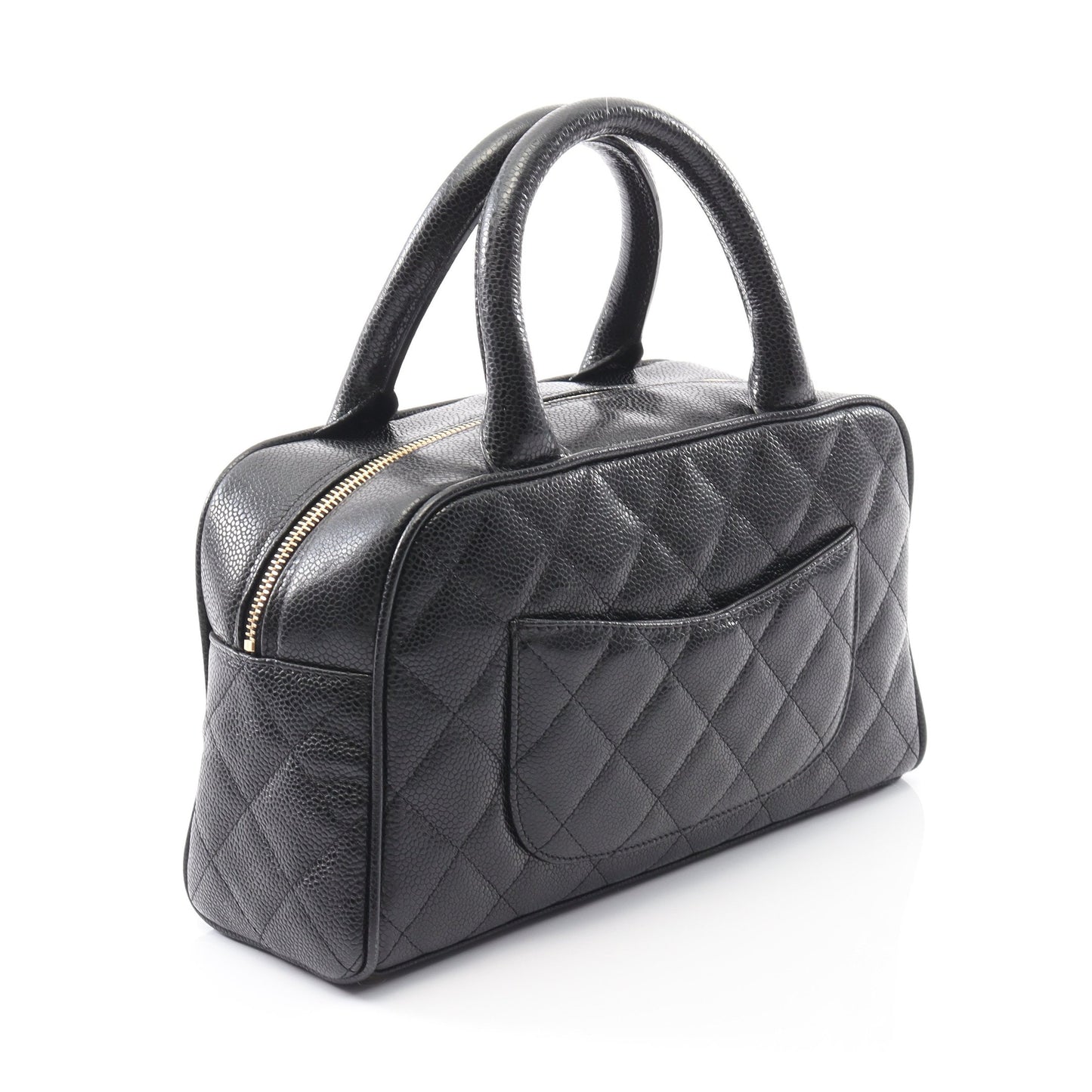 マトラッセ ハンドバッグ ミニボストンバッグ キャビアスキン ブラック ゴールド金具 シャネル バッグ CHANEL