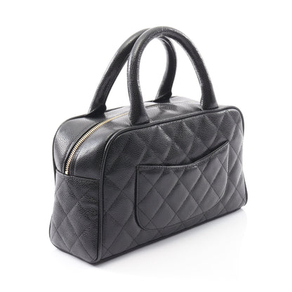 マトラッセ ハンドバッグ ミニボストンバッグ キャビアスキン ブラック ゴールド金具 シャネル バッグ CHANEL