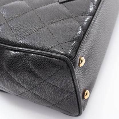 マトラッセ ハンドバッグ ミニボストンバッグ キャビアスキン ブラック ゴールド金具 シャネル バッグ CHANEL