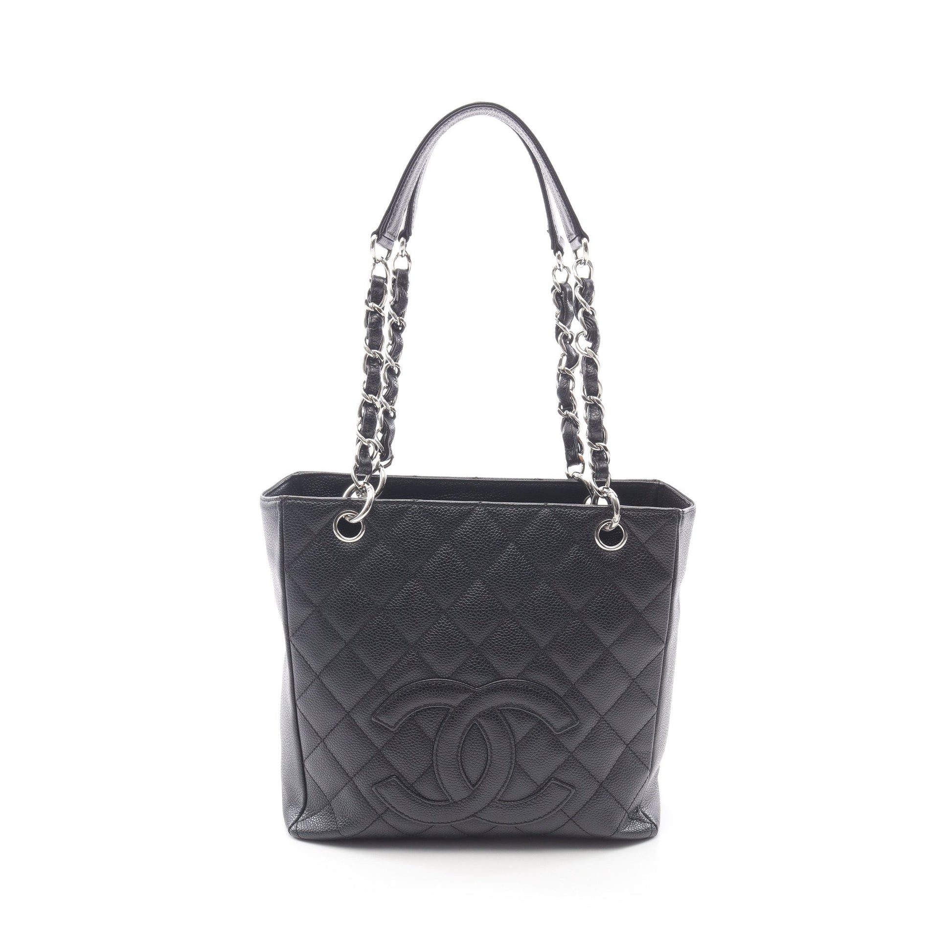 マトラッセ PST チェーンショルダーバッグ チェーントートバッグ キャビアスキン ブラック シルバー金具 シャネル バッグ CHANEL