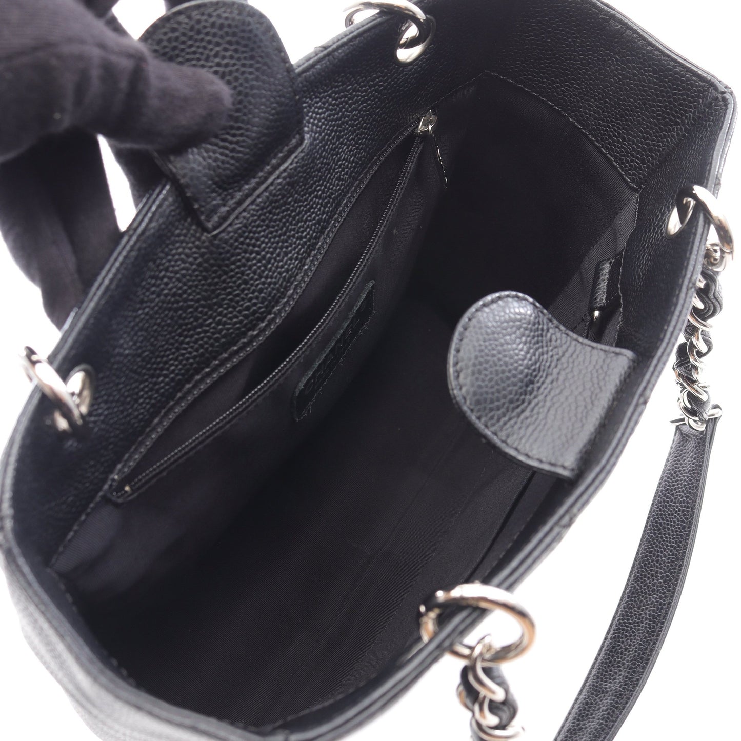 マトラッセ PST チェーンショルダーバッグ チェーントートバッグ キャビアスキン ブラック シルバー金具 シャネル バッグ CHANEL