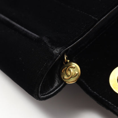 デカマトラッセ30 シングルフラップ Wチェーンショルダーバッグ ベロア ブラック ゴールド金具 シャネル バッグ CHANEL