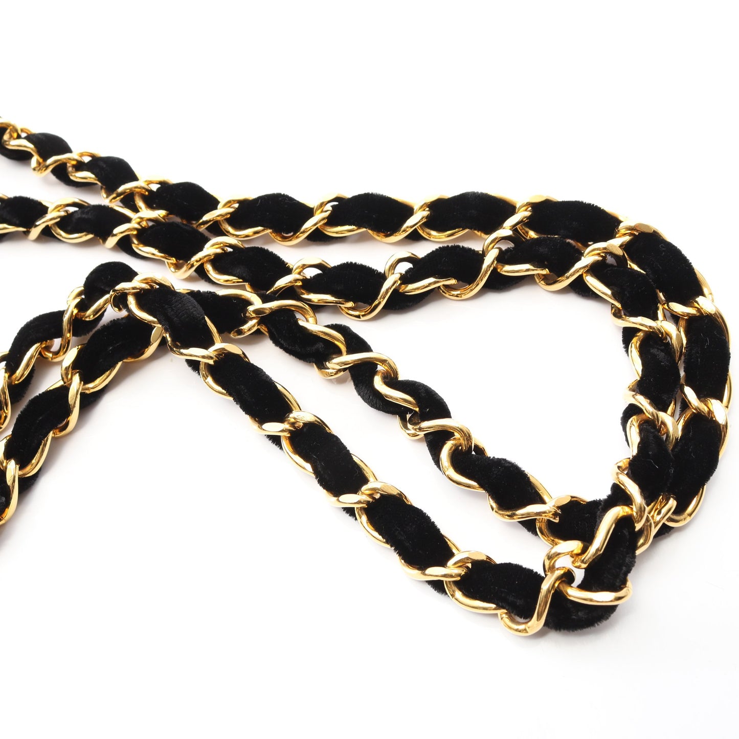 デカマトラッセ30 シングルフラップ Wチェーンショルダーバッグ ベロア ブラック ゴールド金具 シャネル バッグ CHANEL