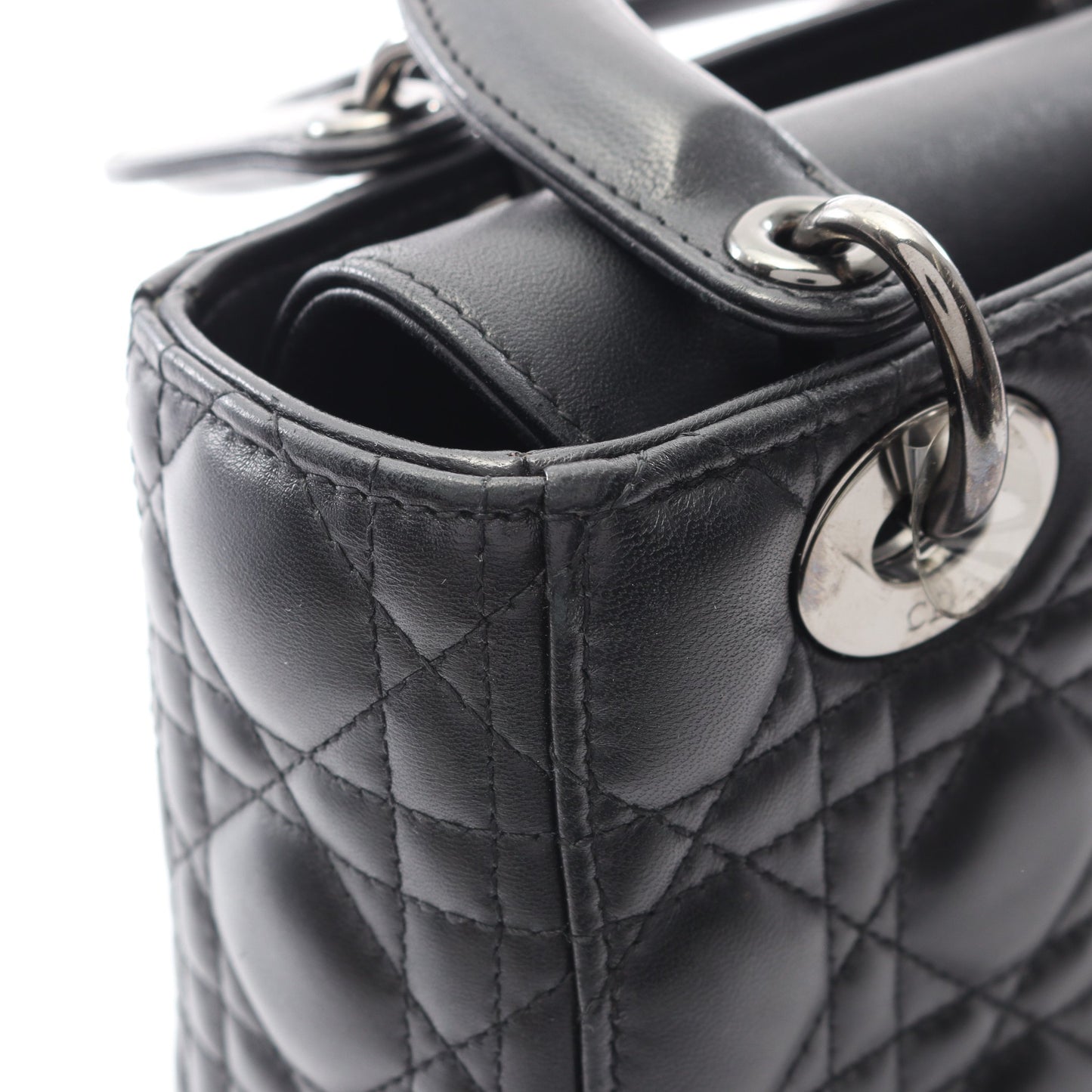LADY DIOR MY ABCDIOR レディディオール スモール カナージュ ハンドバッグ レザー ブラック 2WAY クリスチャンディオール バッグ Christian Dior