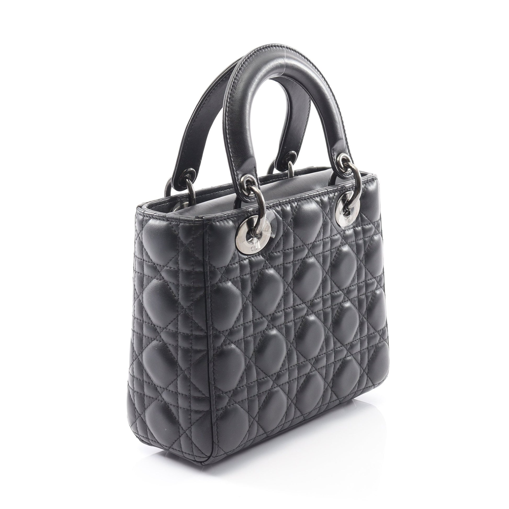 LADY DIOR MY ABCDIOR レディディオール スモール カナージュ ハンドバッグ レザー ブラック 2WAY クリスチャンディオール バッグ Christian Dior