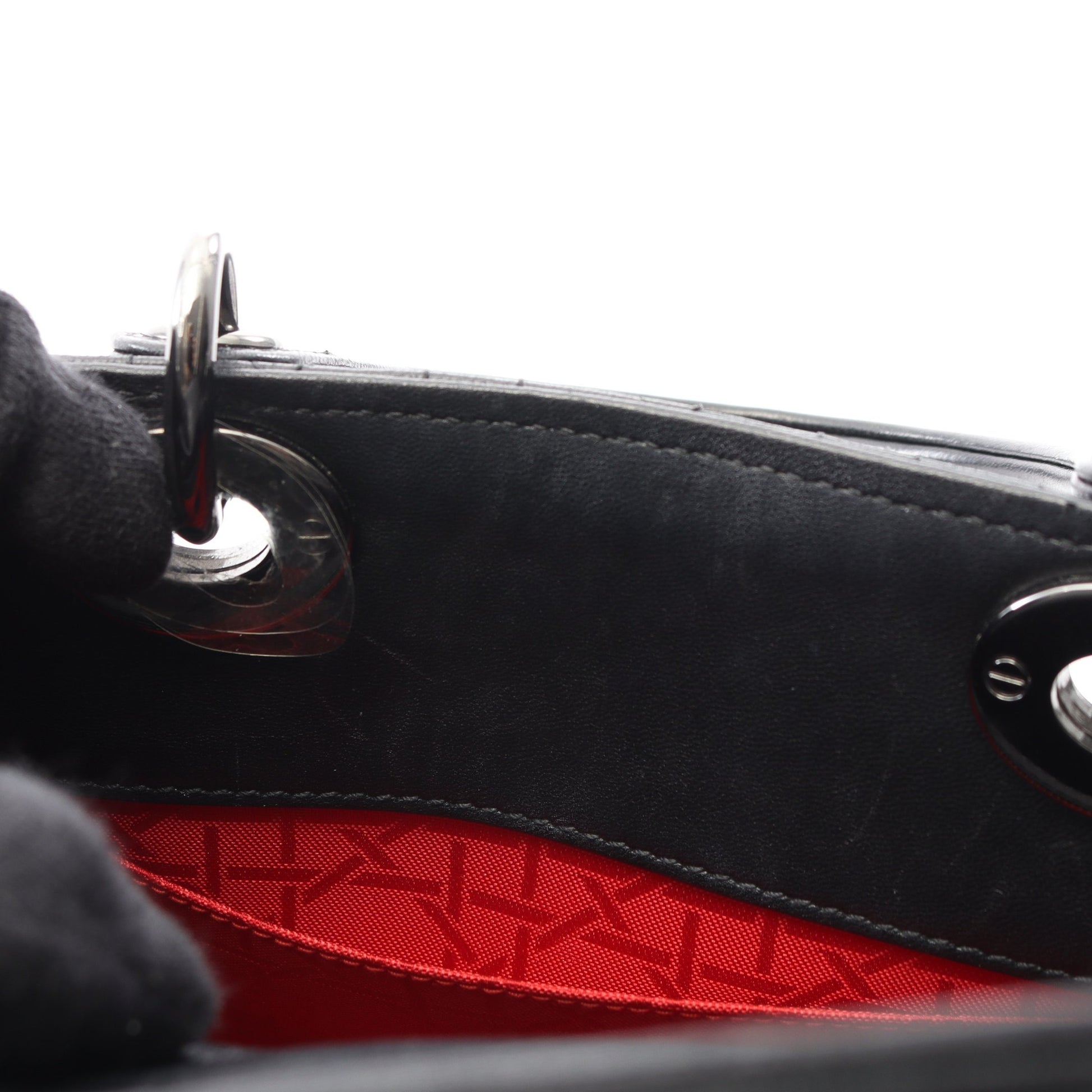 LADY DIOR MY ABCDIOR レディディオール スモール カナージュ ハンドバッグ レザー ブラック 2WAY クリスチャンディオール バッグ Christian Dior