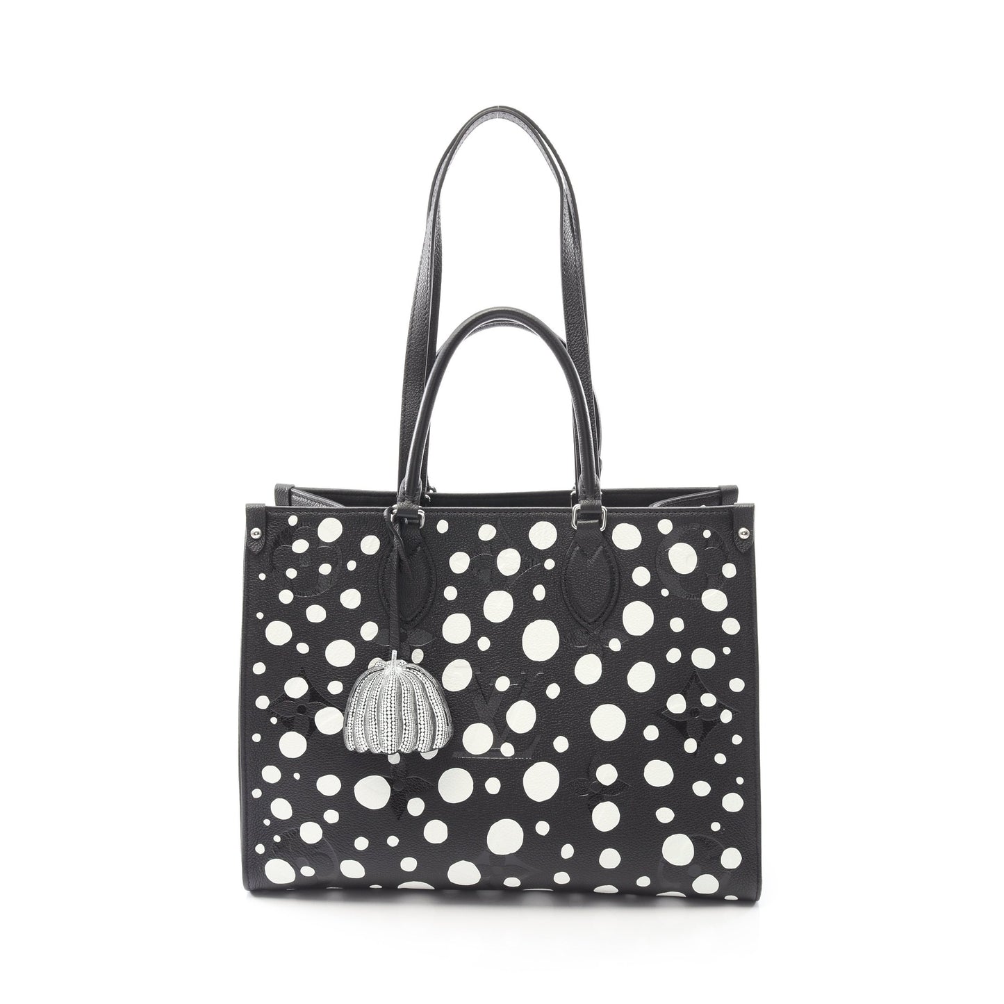 LOUIS VUITTON × 草間彌生 オンザゴーMM モノグラムアンプラント インフィニティドット ノワール ショルダーバッグ トートバッグ レザー ブラック 2WAY ルイヴィトン バッグ LOUIS VUITTON