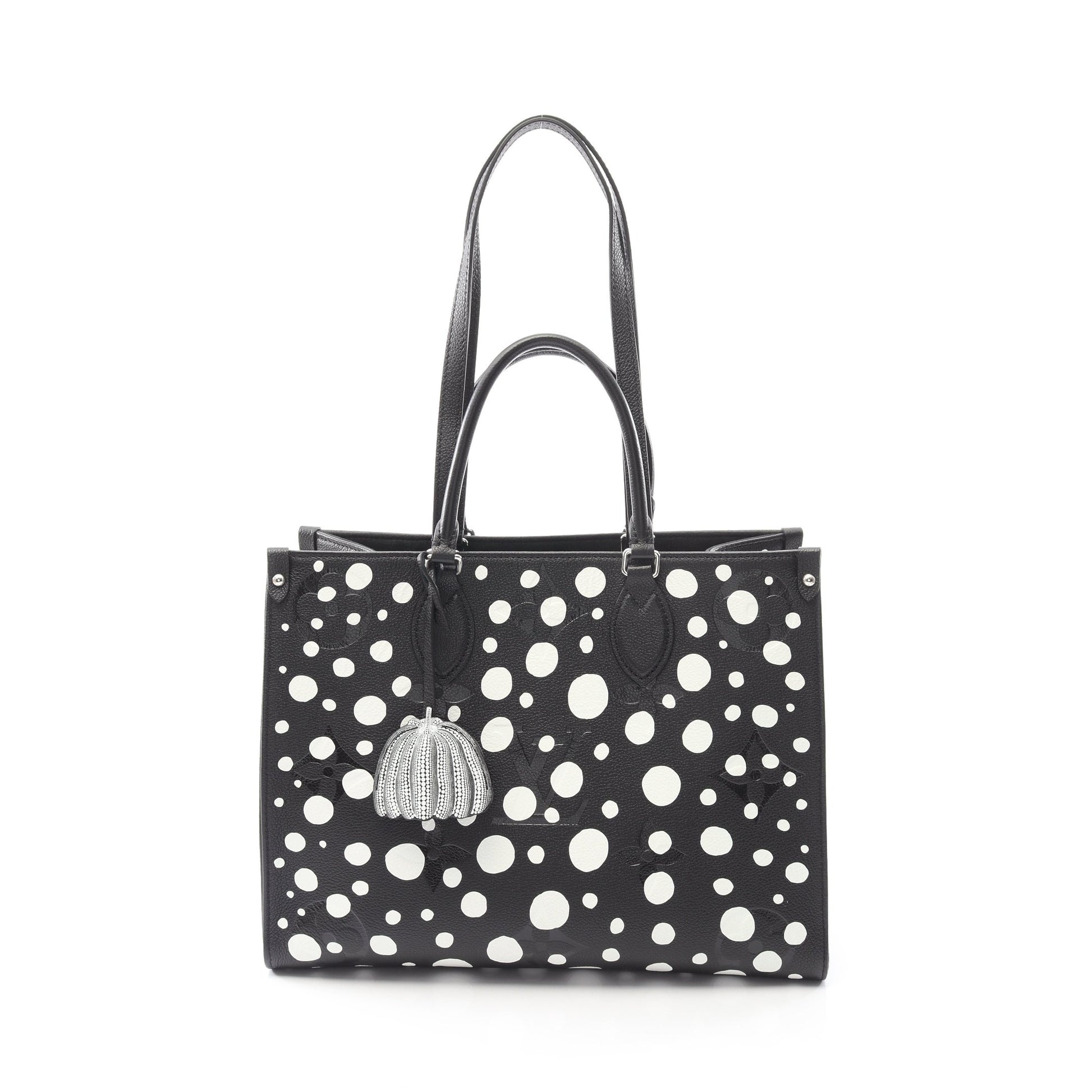 LOUIS VUITTON × 草間彌生 オンザゴーMM モノグラムアンプラント インフィニティドット ノワール ショルダーバッグ トートバッグ レザー ブラック 2WAY ルイヴィトン バッグ LOUIS VUITTON