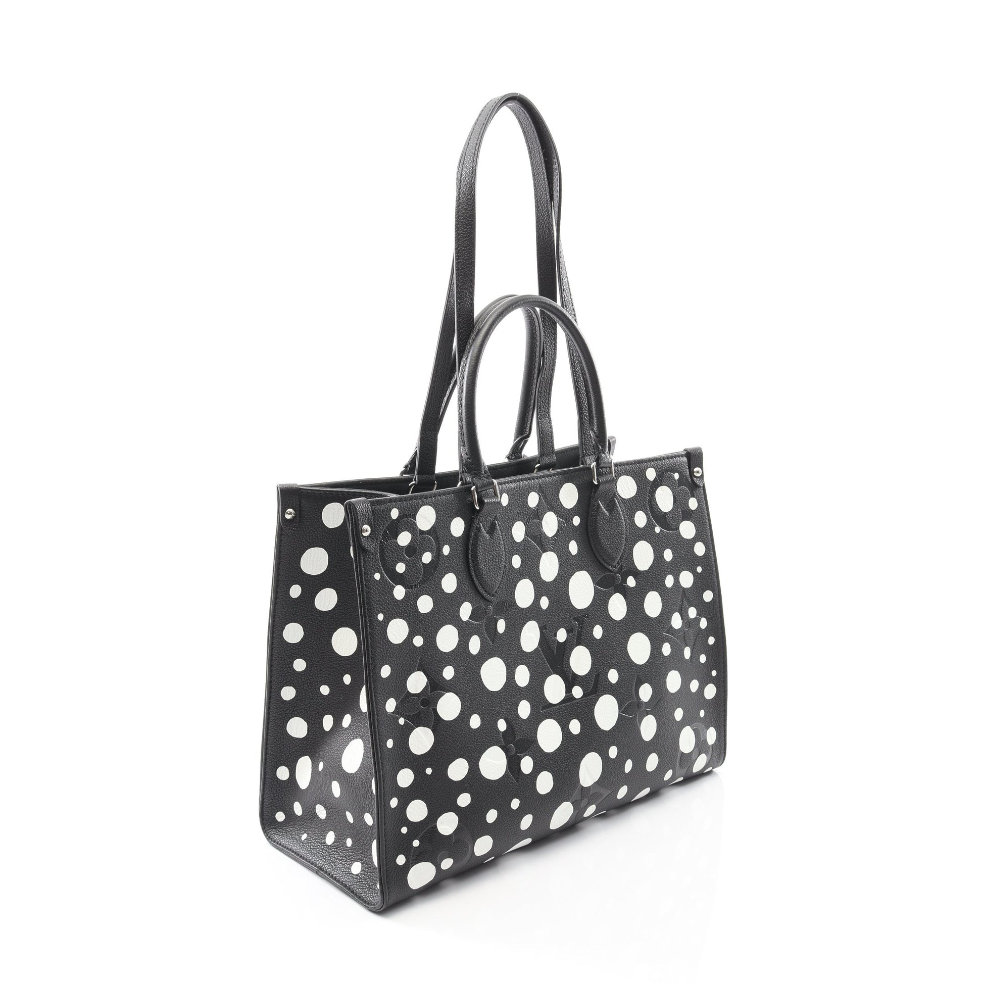 LOUIS VUITTON × 草間彌生 オンザゴーMM モノグラムアンプラント インフィニティドット ノワール ショルダーバッグ トートバッグ レザー ブラック 2WAY ルイヴィトン バッグ LOUIS VUITTON