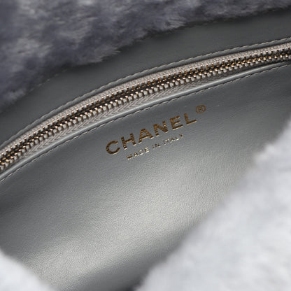 マトラッセ チェーンショルダーバッグ シアリング ブルーグレー ゴールド金具 2WAY シャネル バッグ CHANEL