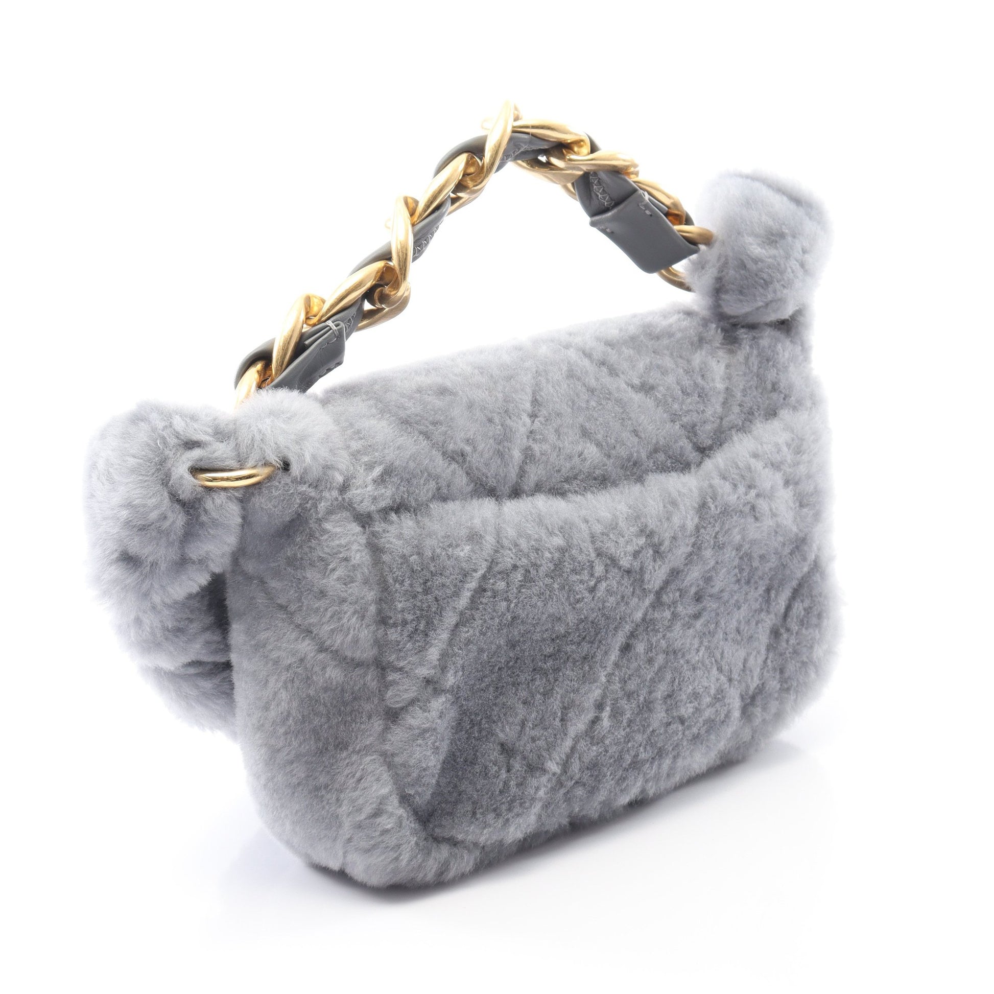マトラッセ チェーンショルダーバッグ シアリング ブルーグレー ゴールド金具 2WAY シャネル バッグ CHANEL