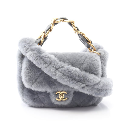 マトラッセ チェーンショルダーバッグ シアリング ブルーグレー ゴールド金具 2WAY シャネル バッグ CHANEL