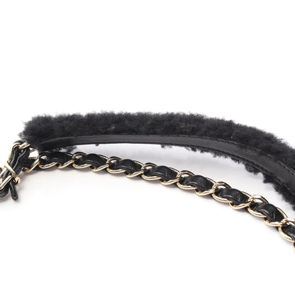 ココマーク チェーンショルダーバッグ ムートン ブラック ホワイト ゴールド金具 シャネル バッグ CHANEL