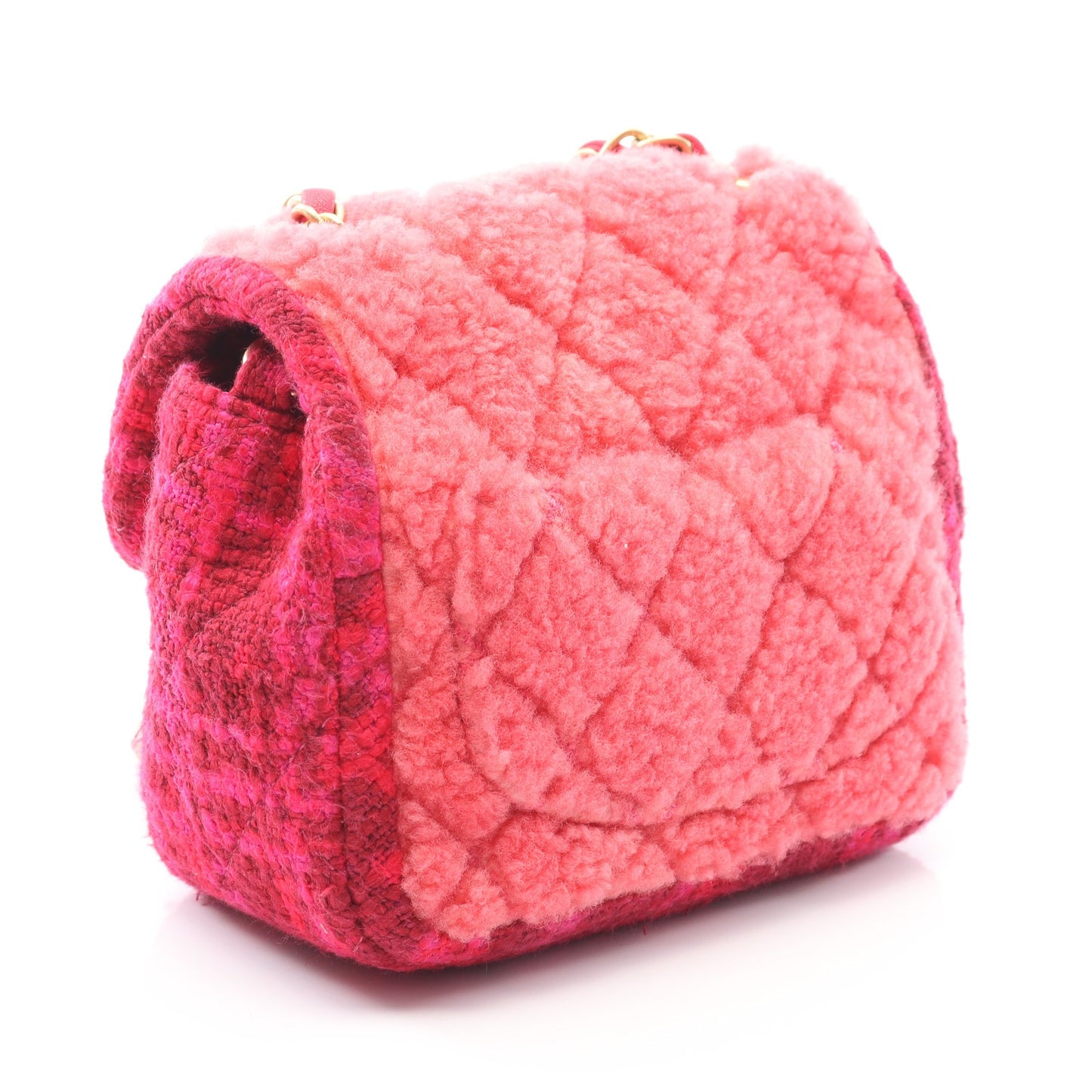 ミニマトラッセ チェーンショルダーバッグ ツイード ボア ピンクパープル ピンク ゴールド金具 シャネル バッグ CHANEL