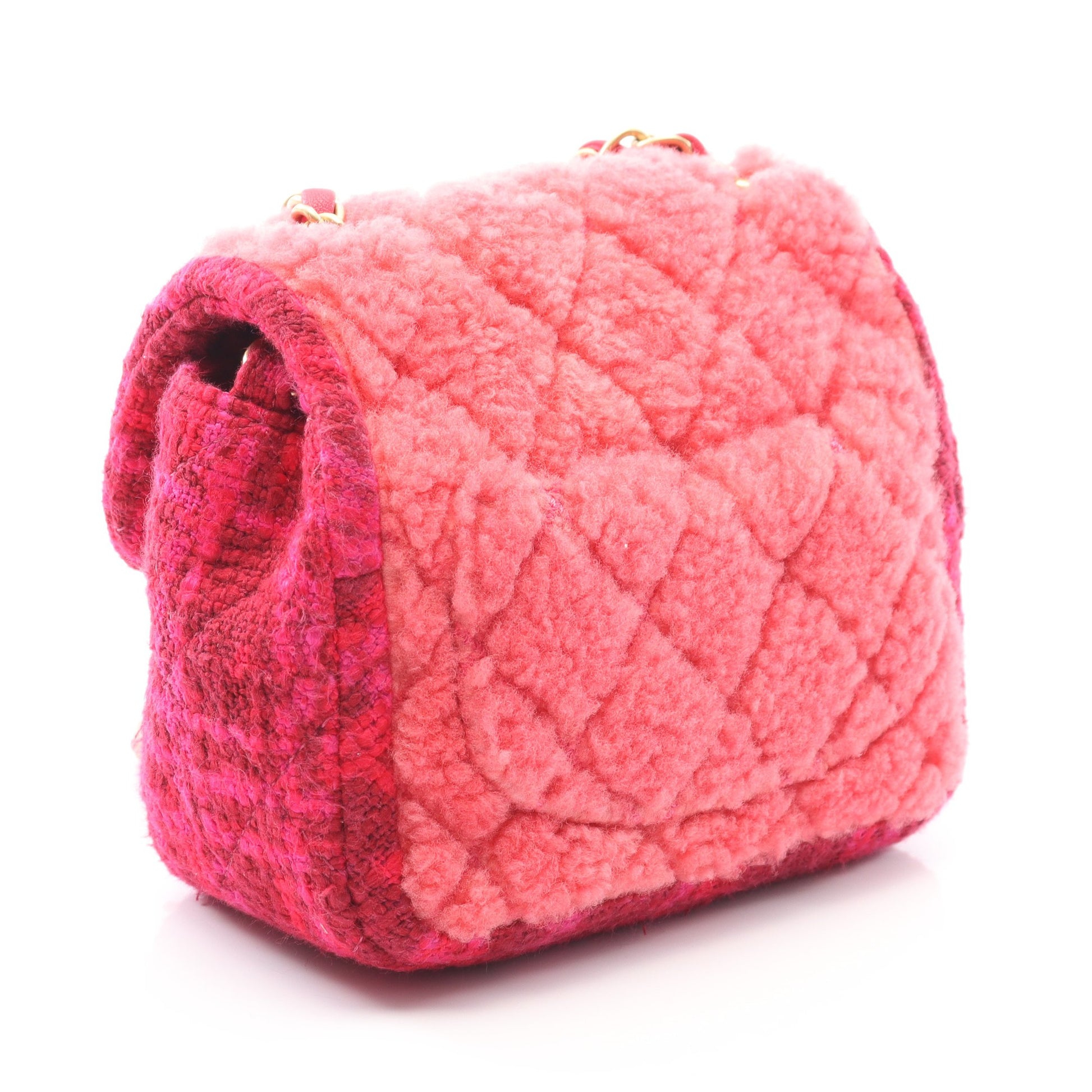 ミニマトラッセ チェーンショルダーバッグ ツイード ボア ピンクパープル ピンク ゴールド金具 シャネル バッグ CHANEL