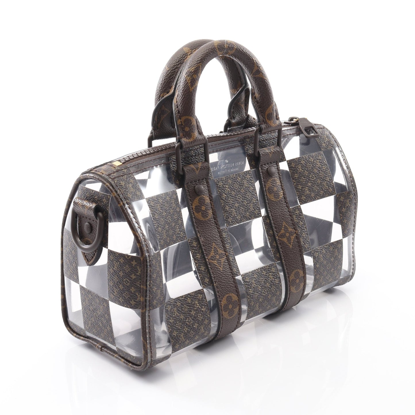 キーポル バンドリエール 25 モノグラムチェス ハンドバッグ PVC ブラウン クリア 2WAY ルイヴィトン バッグ LOUIS VUITTON