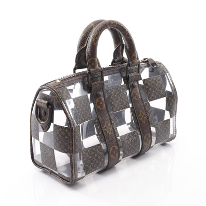 キーポル バンドリエール 25 モノグラムチェス ハンドバッグ PVC ブラウン クリア 2WAY ルイヴィトン バッグ LOUIS VUITTON