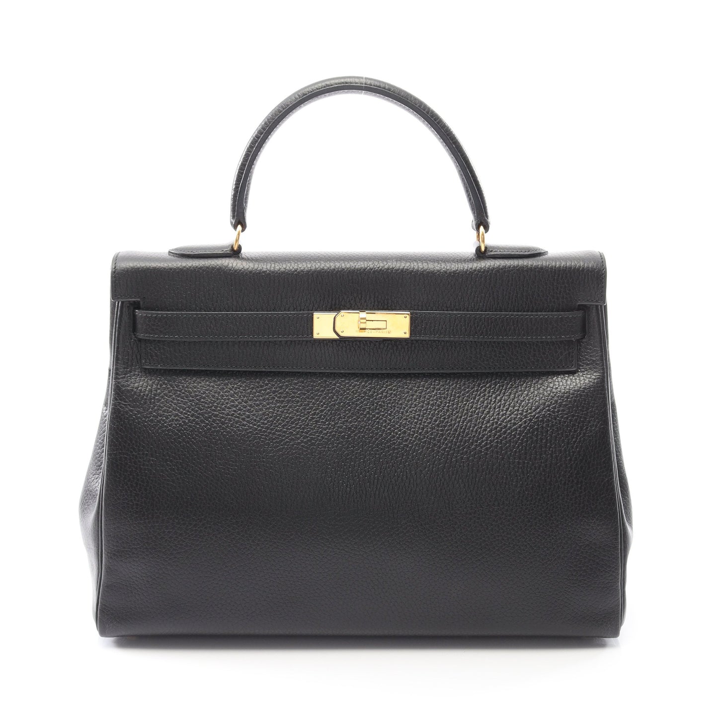 ケリー35 ハンドバッグ アルデンヌ ブラック ゴールド金具 内縫い 2WAY ○Y刻印 エルメス バッグ HERMES