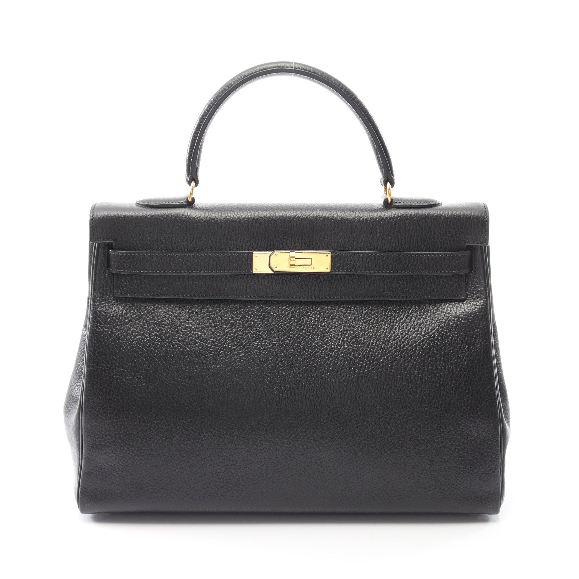 ケリー35 ハンドバッグ アルデンヌ ブラック ゴールド金具 内縫い 2WAY ○Y刻印 エルメス バッグ HERMES
