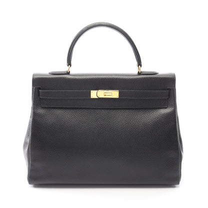 ケリー35 ハンドバッグ アルデンヌ ブラック ゴールド金具 内縫い 2WAY ○Y刻印 エルメス バッグ HERMES