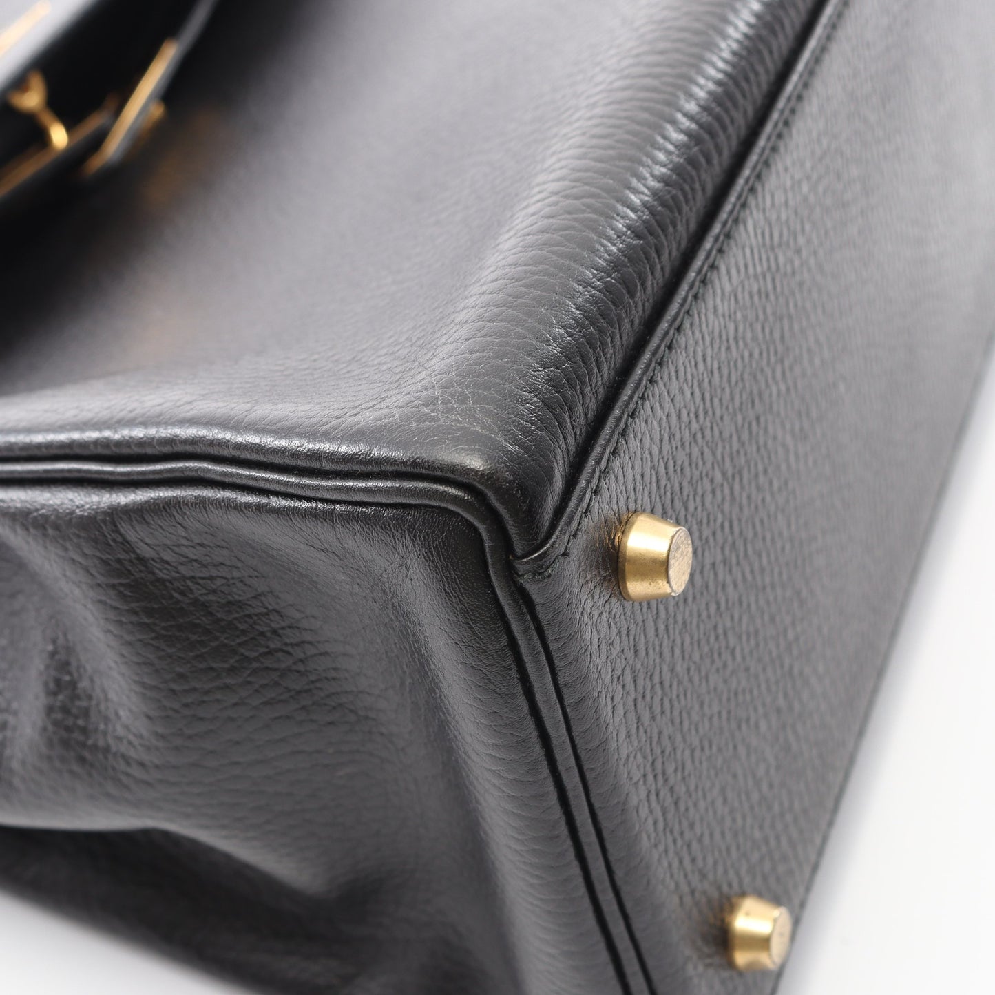 ケリー35 ハンドバッグ アルデンヌ ブラック ゴールド金具 内縫い 2WAY ○Y刻印 エルメス バッグ HERMES
