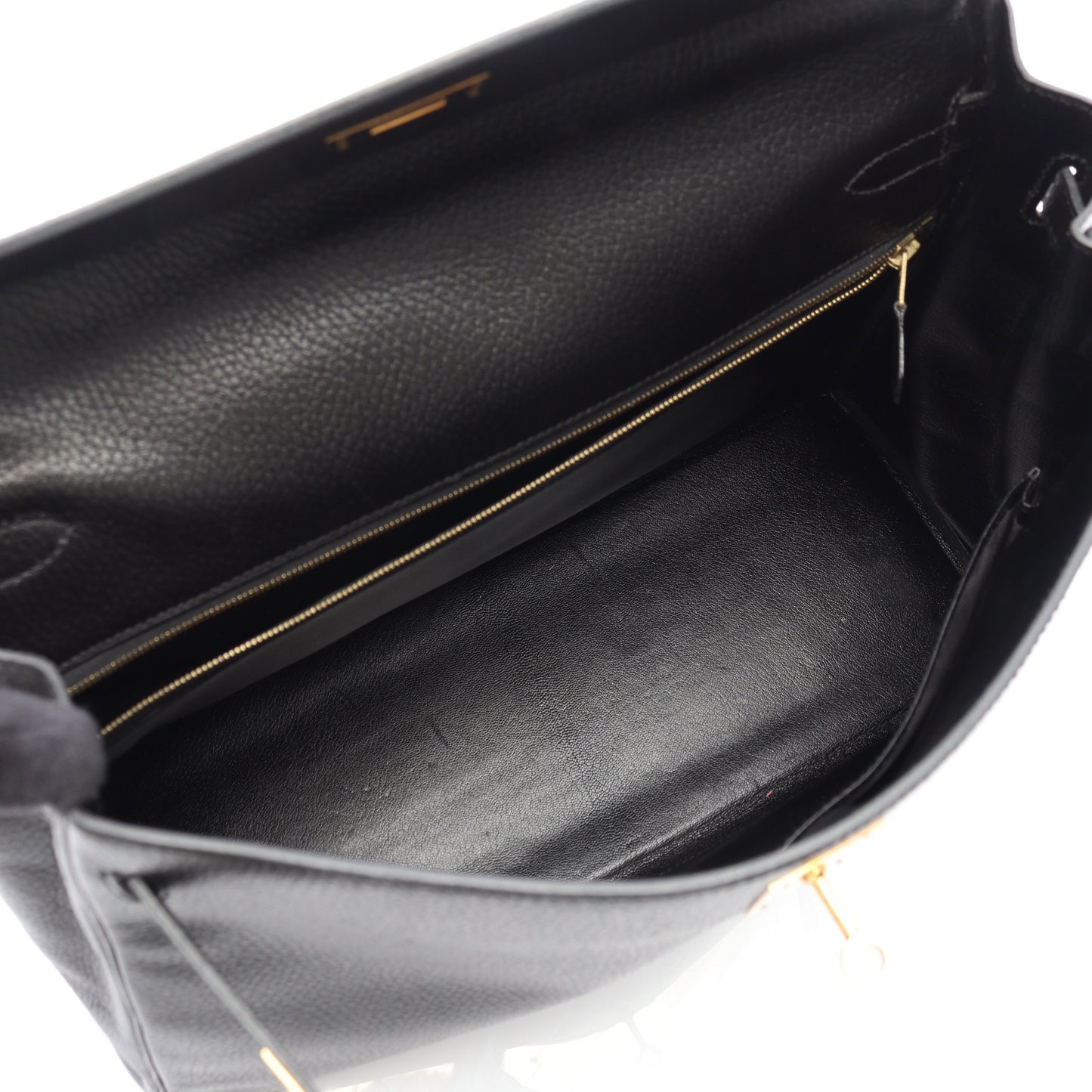 ケリー35 ハンドバッグ アルデンヌ ブラック ゴールド金具 内縫い 2WAY ○Y刻印 エルメス バッグ HERMES