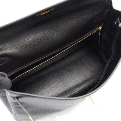 ケリー35 ハンドバッグ アルデンヌ ブラック ゴールド金具 内縫い 2WAY ○Y刻印 エルメス バッグ HERMES